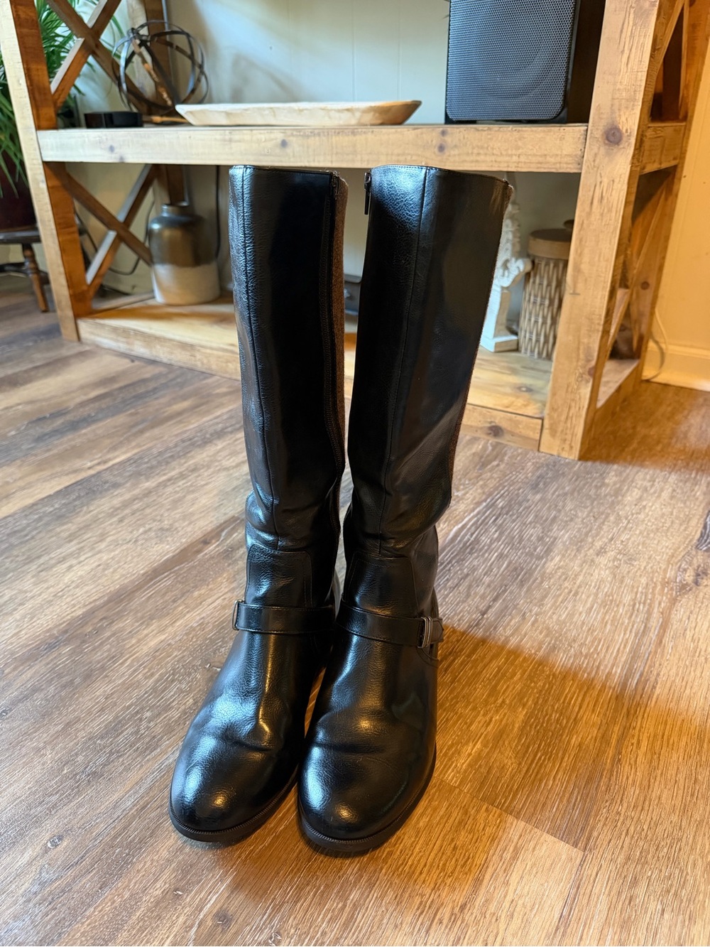 Life Stride Black Tall Leather Riding Boots